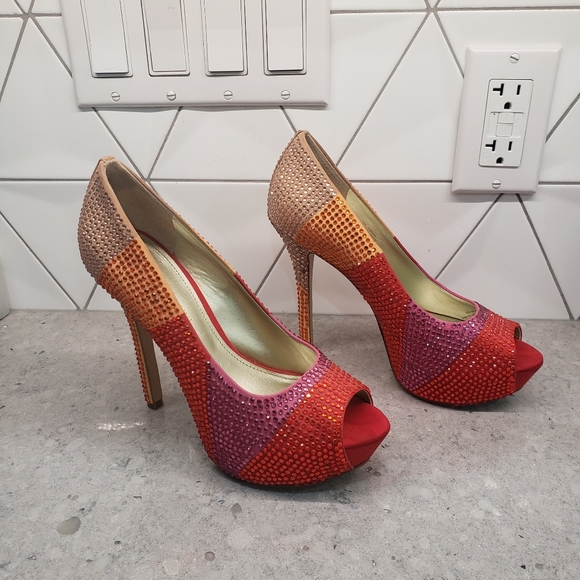 Enzo Angiolini glitzy multi colored heels. Size 7M - Picture 2 of 5